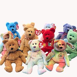 Lot 11 TY Beanie Babies Bears Animals Mixed Styles 1990s Plush Tags Toy
